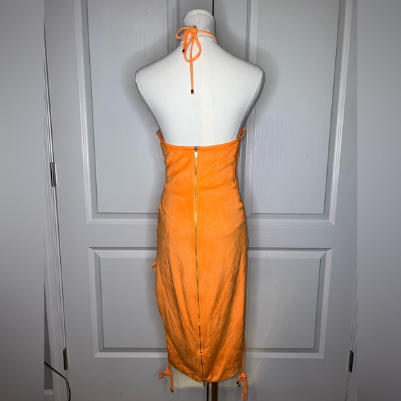 House of CB Zabana Orange Halter Lace Up Dress - Picture 3 of 5